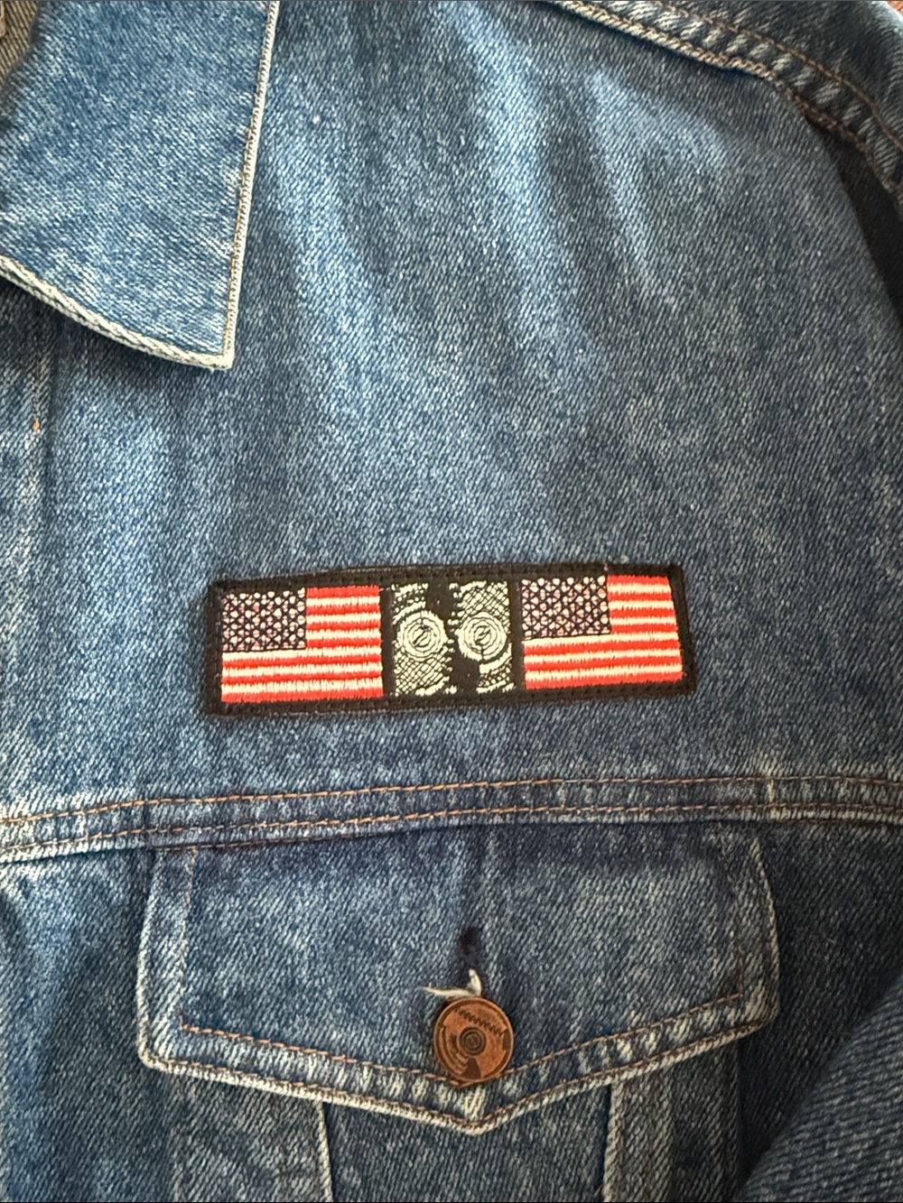 the Rolling Stones Medium Blue Denim Jacket with Flag Patch - Picture 2 of 5